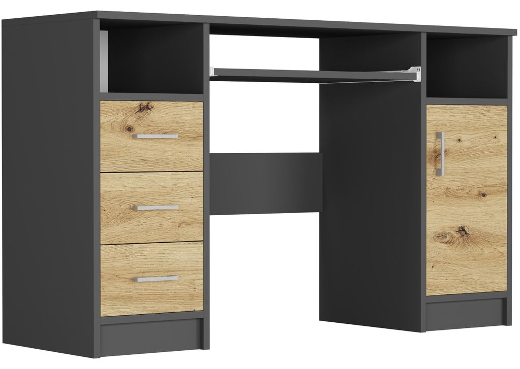 Biurko komputerowe stolik 120cm, N-11 ANTRACYT MIX ARTISAN Zdjęcie produktu 