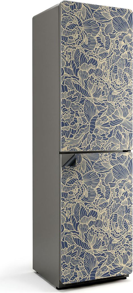 Florales Linienmuster – Magnetische Kühlschrank Abdeckung – Dekorfolie magnetisch Küche – Kühlschrank Magnet Deko – selbstklebende Magne...