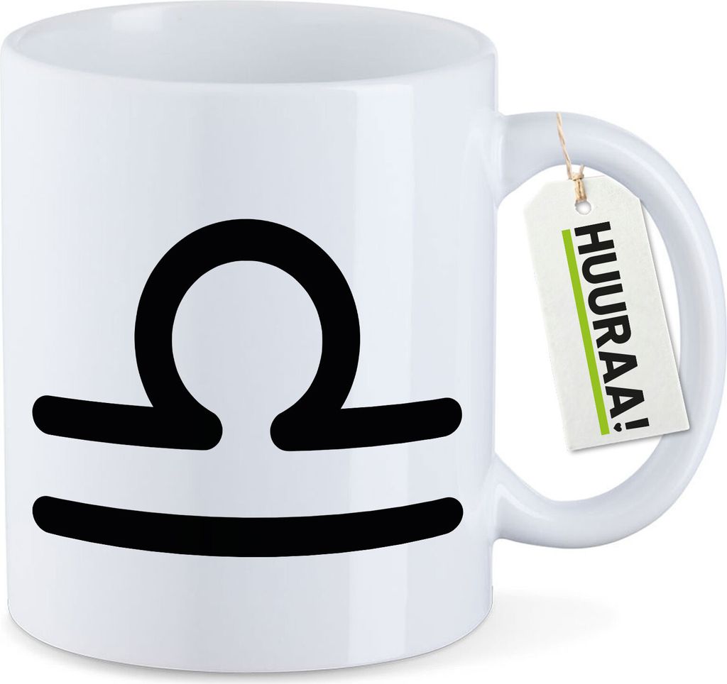 Huuraa Kaffeetasse Waage Sternzeichen Zeichen 330ml Weiß Keramik Kaffeebecher Geschenkidee
