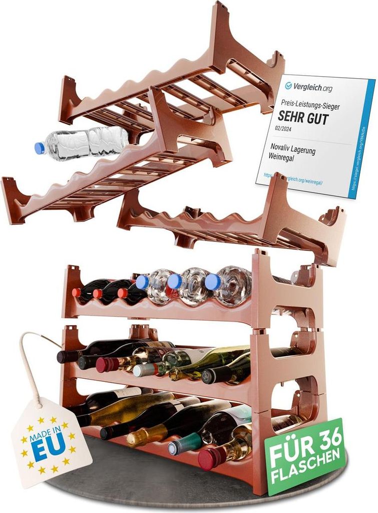 Novaliv Flaschenregal für 36 Flaschen | Weinregal braun | Produktbild 
