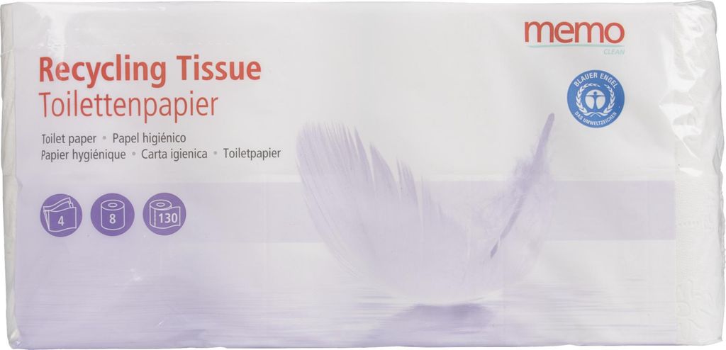 memo Toilettenpapier Recycling Tissue H3456 4lg. 130Bl. Produktbild 