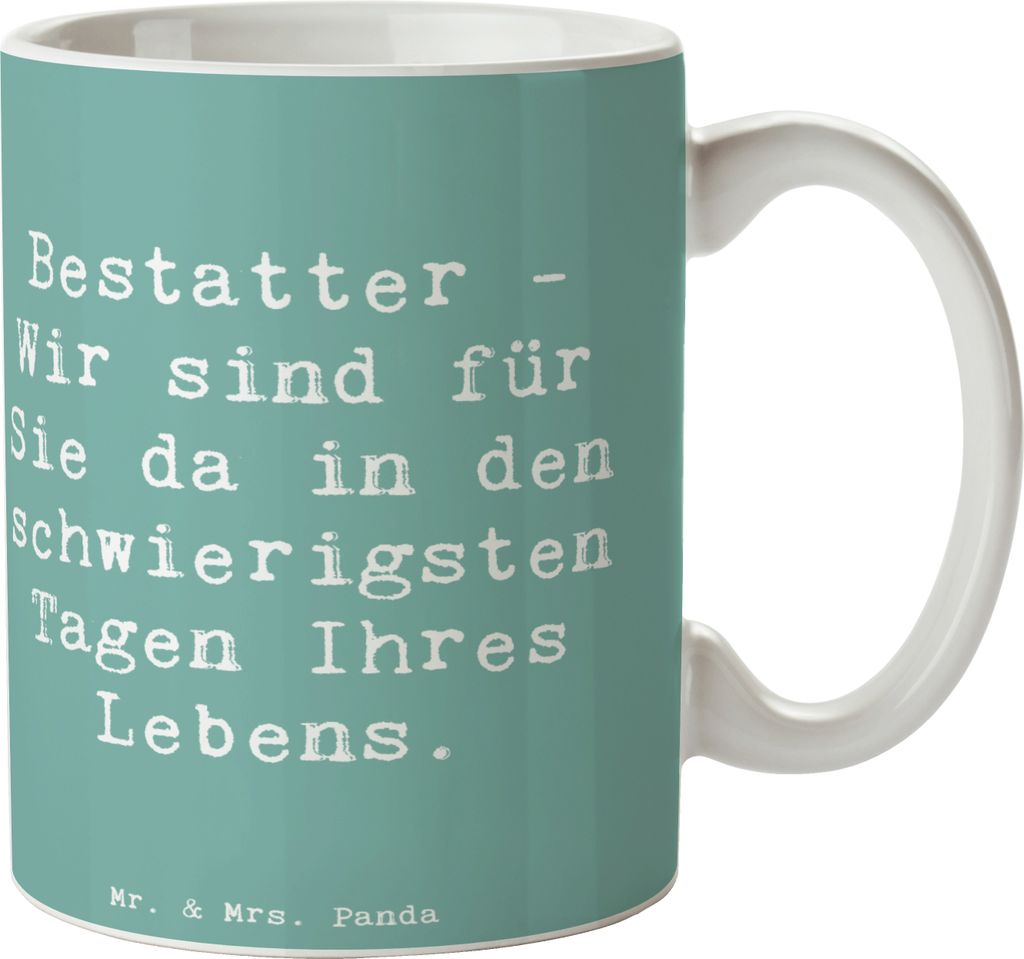 Mr. & Mrs. Panda Kaffeetasse Spruch Bestatter Unterstützung - Meeresbrise - Geschenk, Becher, Teetasse, personalisierte Geschenke, Berufsalltag, h...