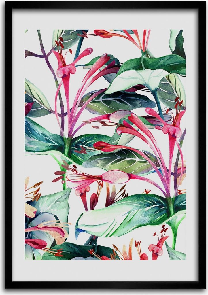 Bild - Bilderrahmen - 50 cm x 70 cm - MDF - Rahmen - Wandkunst Geißblatt