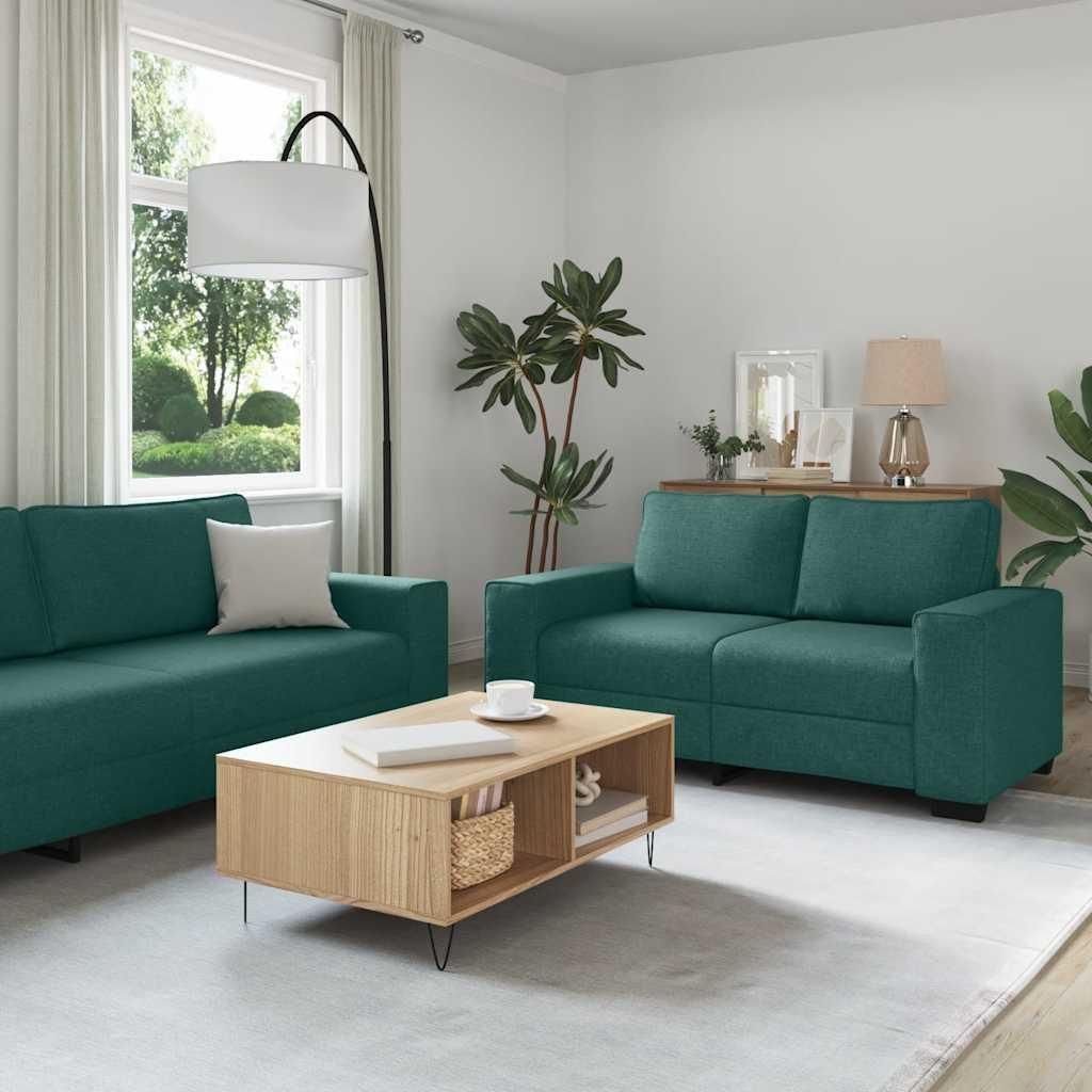 Maison Exclusive - 3-teiliges Sofa-Set mit Kissen, dunkelgrüner Stoff