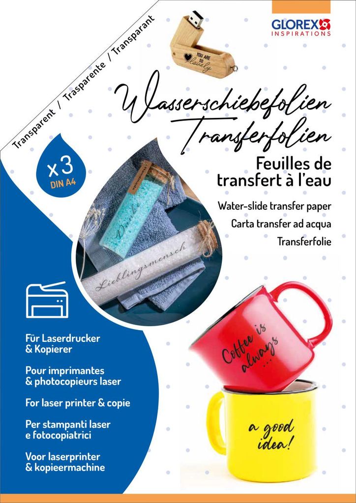 Wasserschiebefolie Transferfolie DIN A4 3 Stück Produktbild 