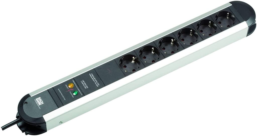 BACHMANN PRIMO Steckdosenleiste 6x Schutzkontakt Aluminium Gerätevollschutz, 1,75 m