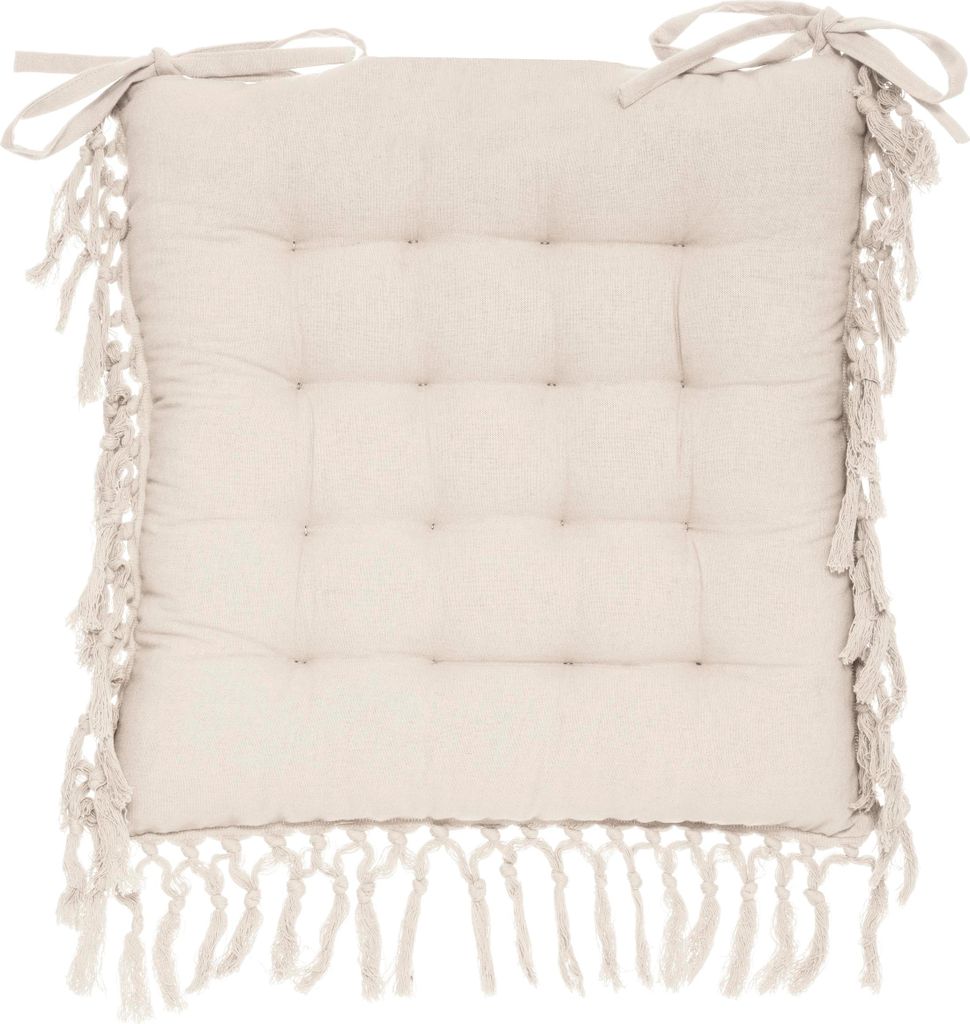 Cuscino per sedia con frangia, beige, 40 x 40 cm, Immagine del prodotto 