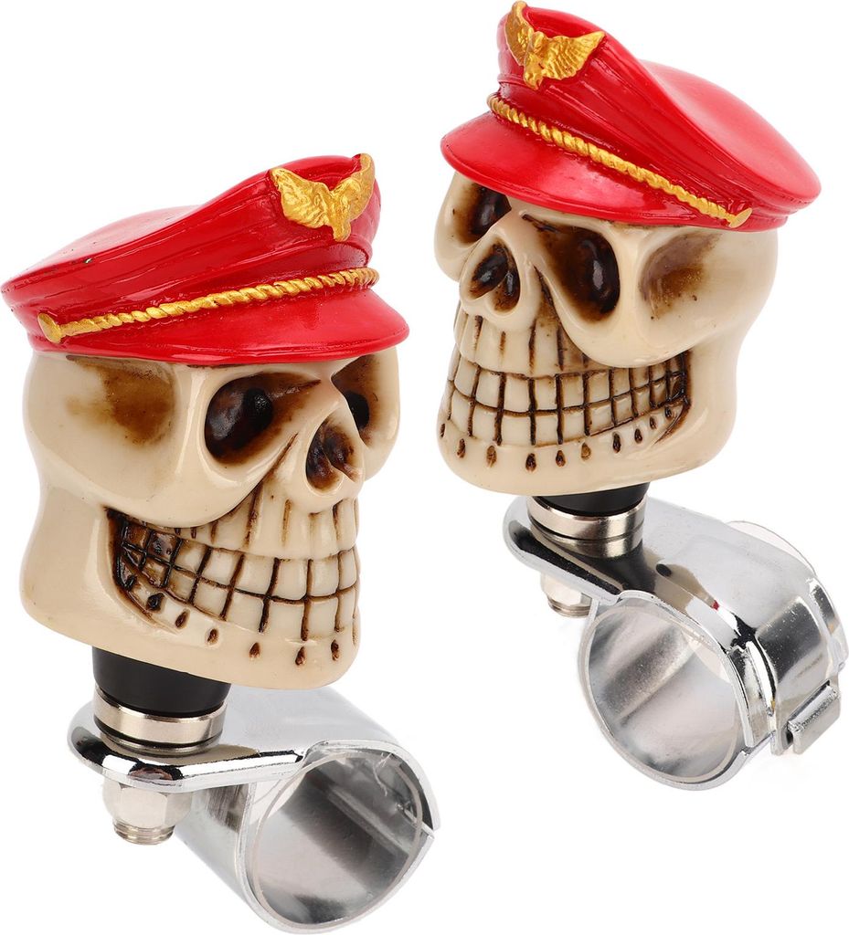 Totenkopf-Lenkrad-Spinner, 3 cm Durchmesser, Metallharz, Drehknopf-Booster für Autos, LKWs, Traktoren, Boote, Rot