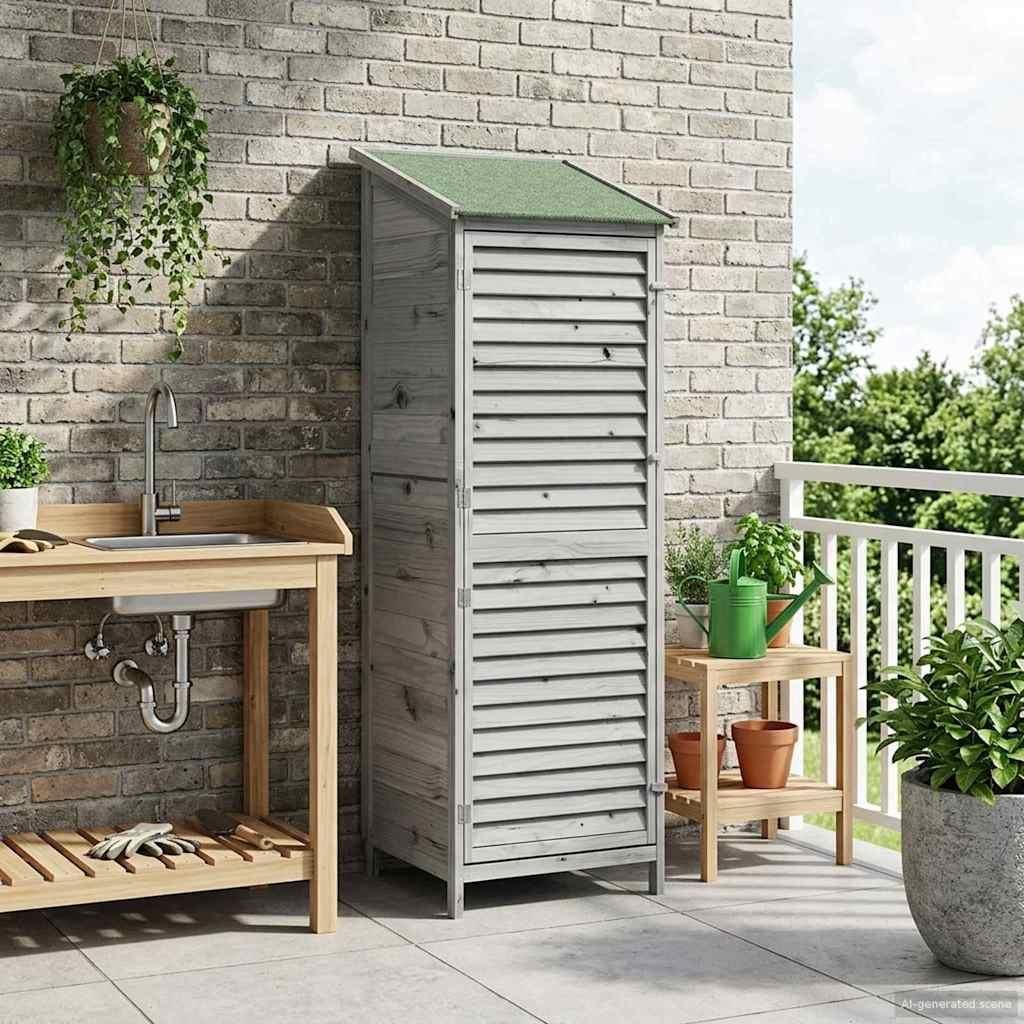 Möbel Garten Shed Grau 59 x 56 x 176 cm Massivholz aus FichteGeräteschuppen - Geräteschuppen c7339