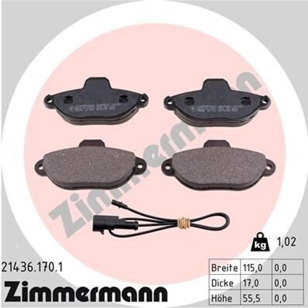 Plaquettes Zimmermann 21436.170.1 haute friction Panda et Punto EVO