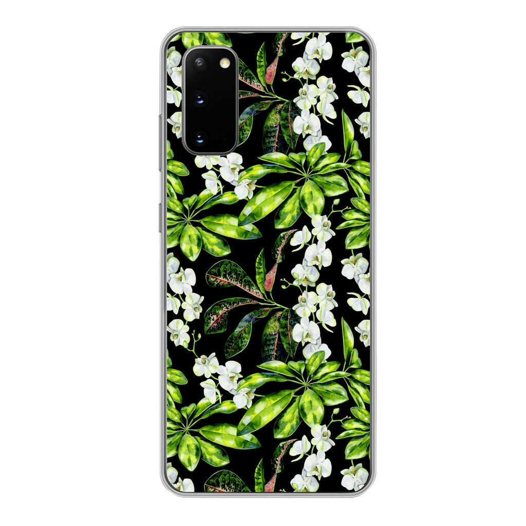 MuchoWow Handyhülle Schutzhülle Hülle für Samsung Galaxy S20 Blatt - Orchidee - Muster Silikon Softcase Handy Hülle - Bild