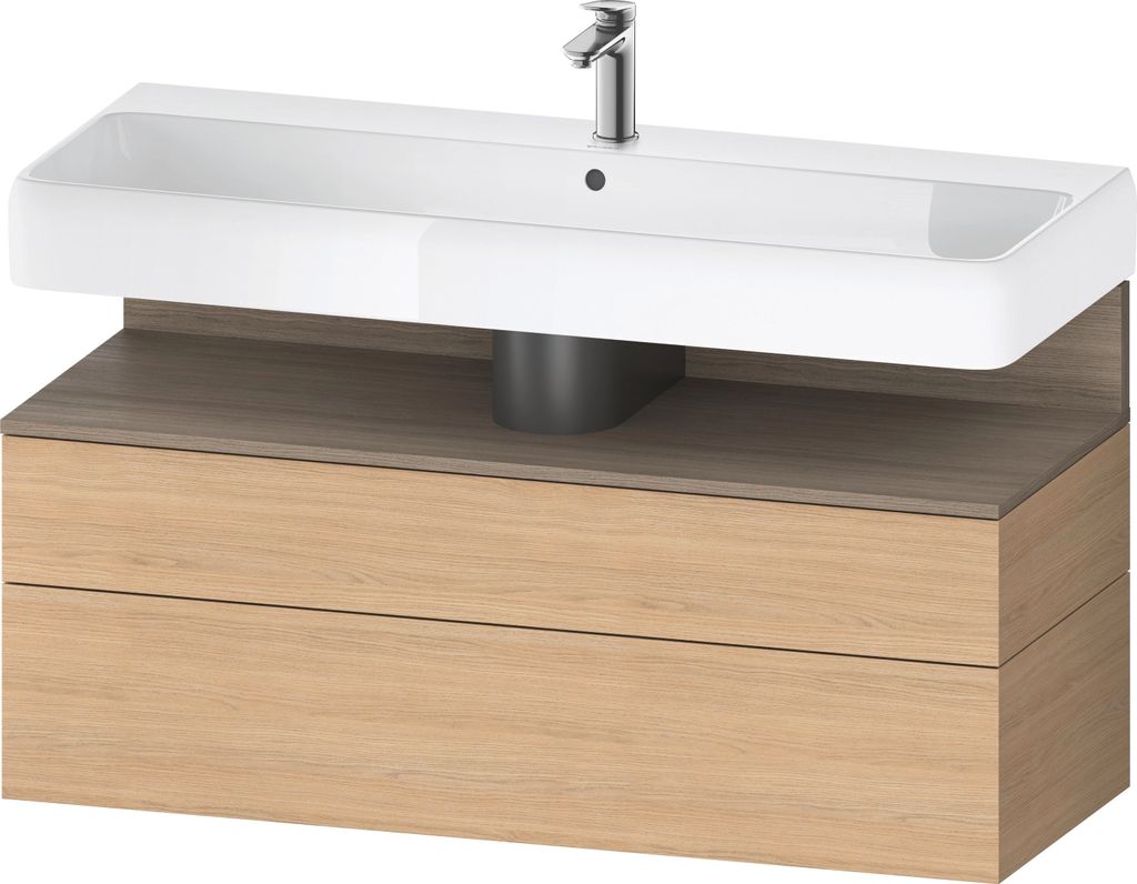 Duravit Qatego Waschtischunterbau, 1 Auszug und 1 Schublade, 1190x470x590mm, Nische Eiche Terra, QA4396035300000