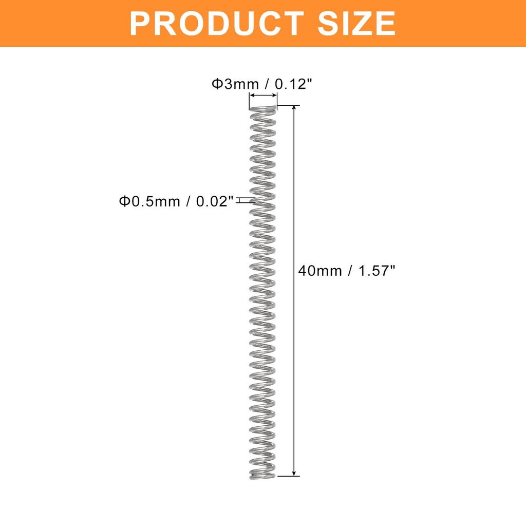 5 Stš¹ck Druckfeder, 0.5 x 3 x 40 mm Druckfedern Feder Federn Zugfeder Zugfedern Spring Spiralfeder Spiralfedern Sprungfeder Stahlfeder 304 Edels...