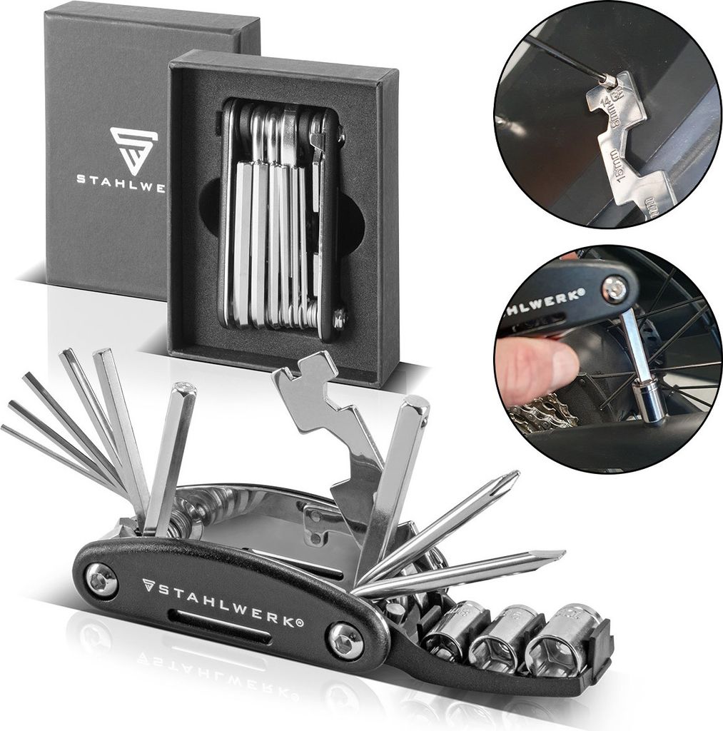 STAHLWERK Multitool Multifunktionswerkzeug faltbares Fahrrad Reparaturwerkzeug