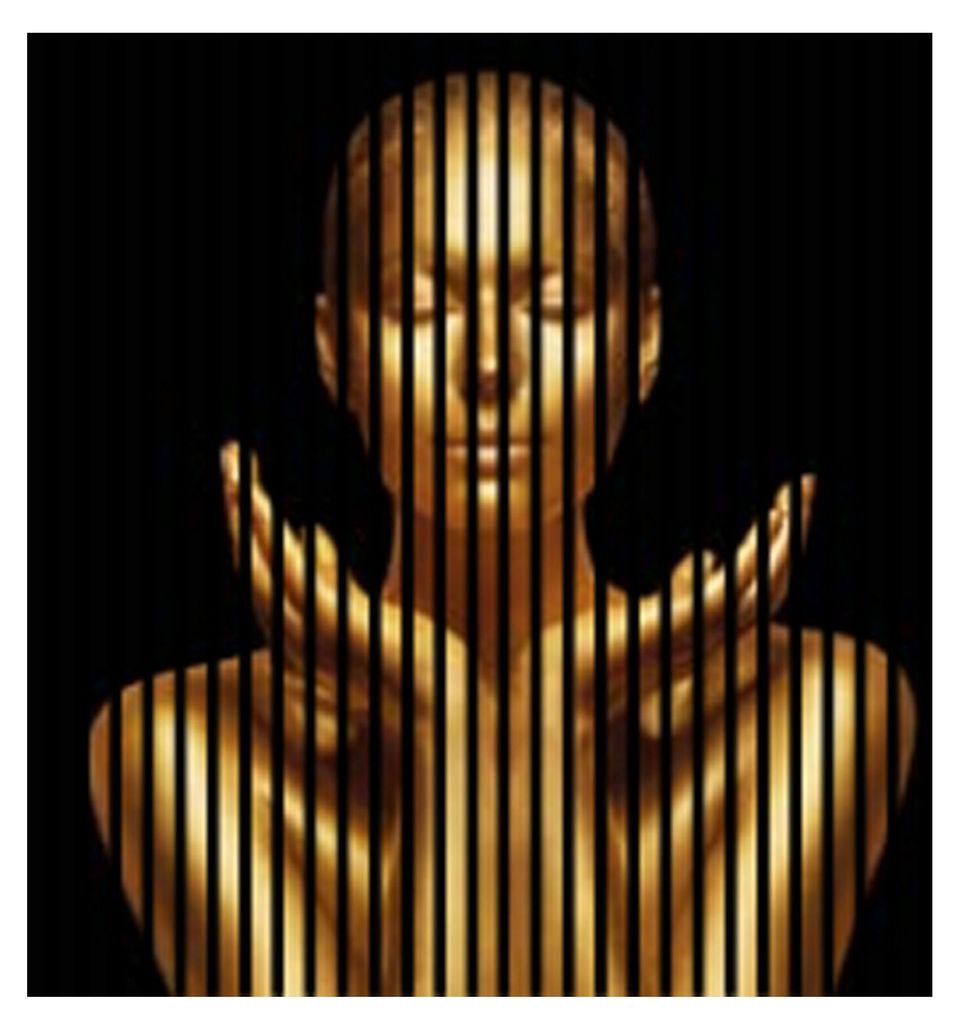 Akustikpaneele mit Digitaldruck Gold01 19 x 1133 x 1195 mm Mensch Statue MDF PET-Fasern Wandpaneele Schwarz Gold 2 Einzelplatten