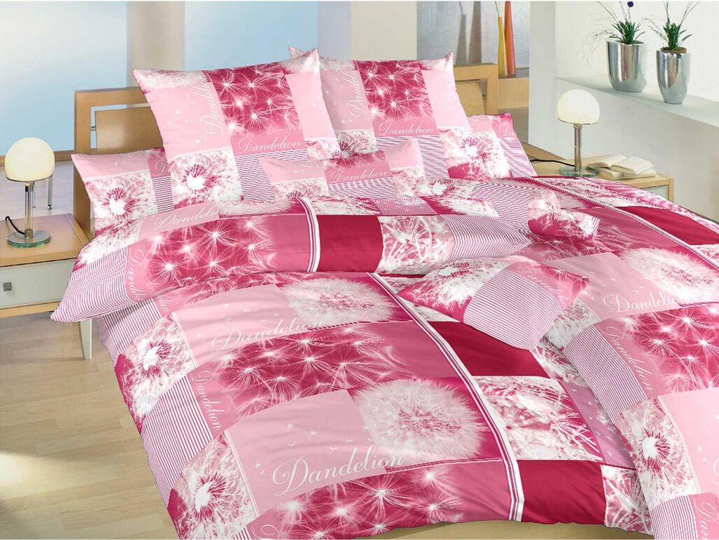 Leinen Baumwolle Pusteblumen 3D bordeaux 140x200, 70x90 cm
