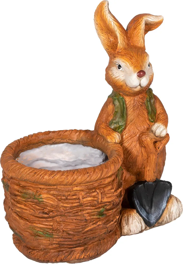 Décoration de Jardin Lapin avec Panier pour Plantes et Fleurs de Terrasse