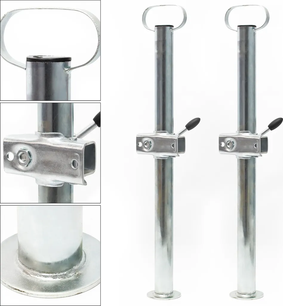 Béquille de remorque stabilisatrice 700 mm en acier galvanisé avec collier