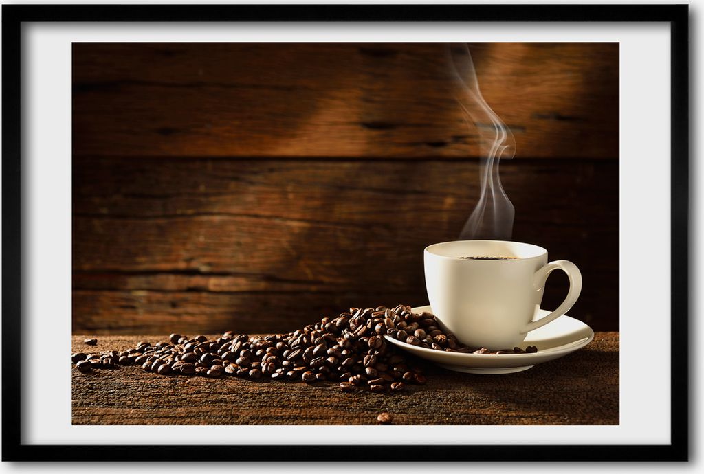 Bild 60x40 MDF-Rahmen, Wandkunst Tasse Kaffee