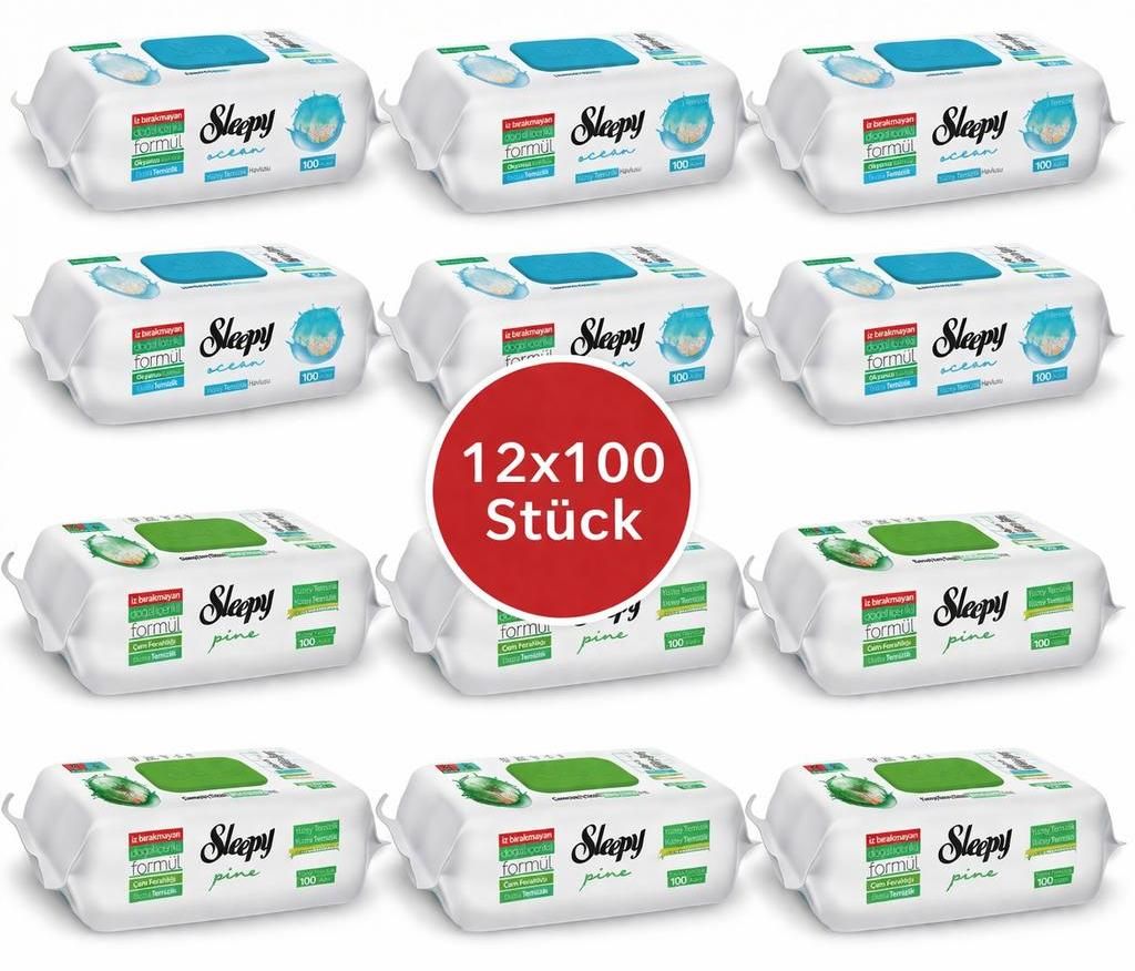 Sleepy Easy Clean Oberflächenreinigungstücher – 6x100 Ocean + 6x100 White Soap | Reinigungstücher Set