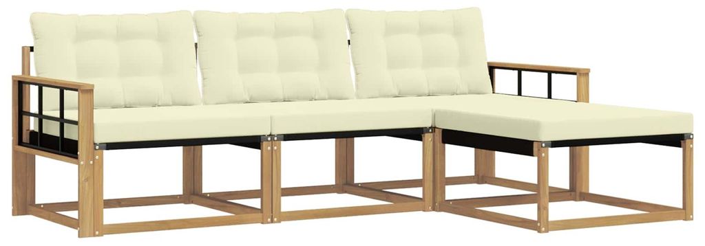 vidaXL Outdoor-Sofagarnitur mit Kissen 4 pcs Weiß und Creme