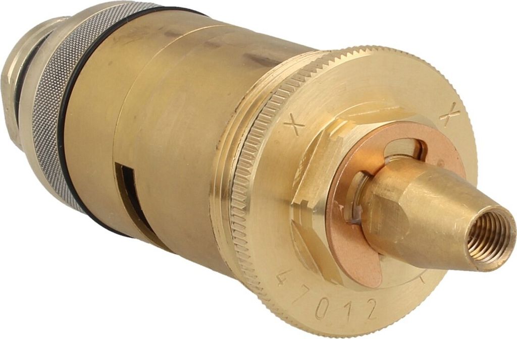A close-up studio shot of a brass thermoelement.