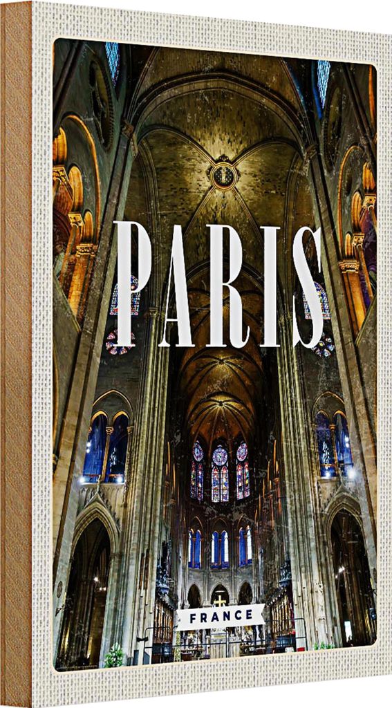 Holzschild Reise 20x30cm Paris Frankreich Innere Notre-Dame