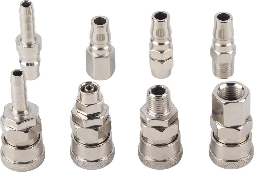 8 Stück 1/4" Pneumatische Schnellanschlüsse, Pneumatischer Luftschlauch Kompressor Schnellstecker Steckverbinder