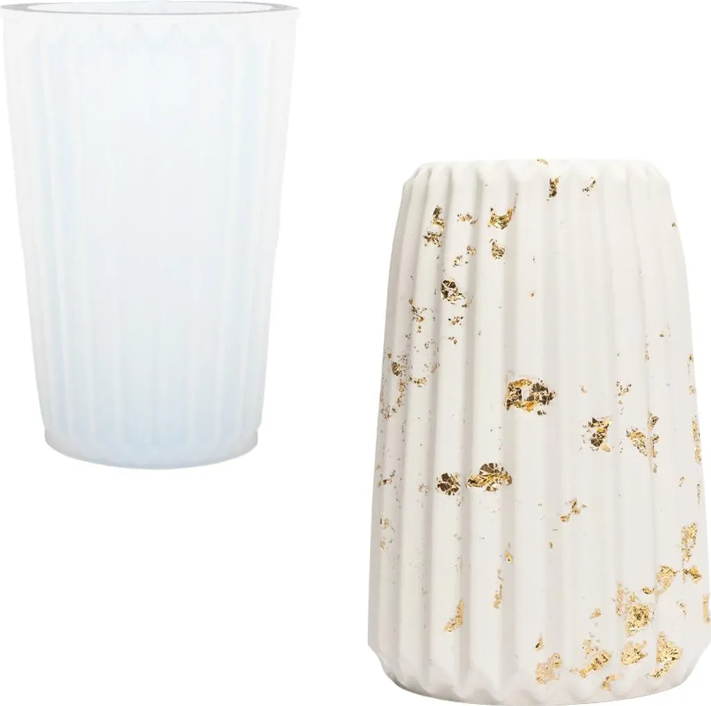 Moule silicone pour vase design en béton et résine - Hauteur 20 cm