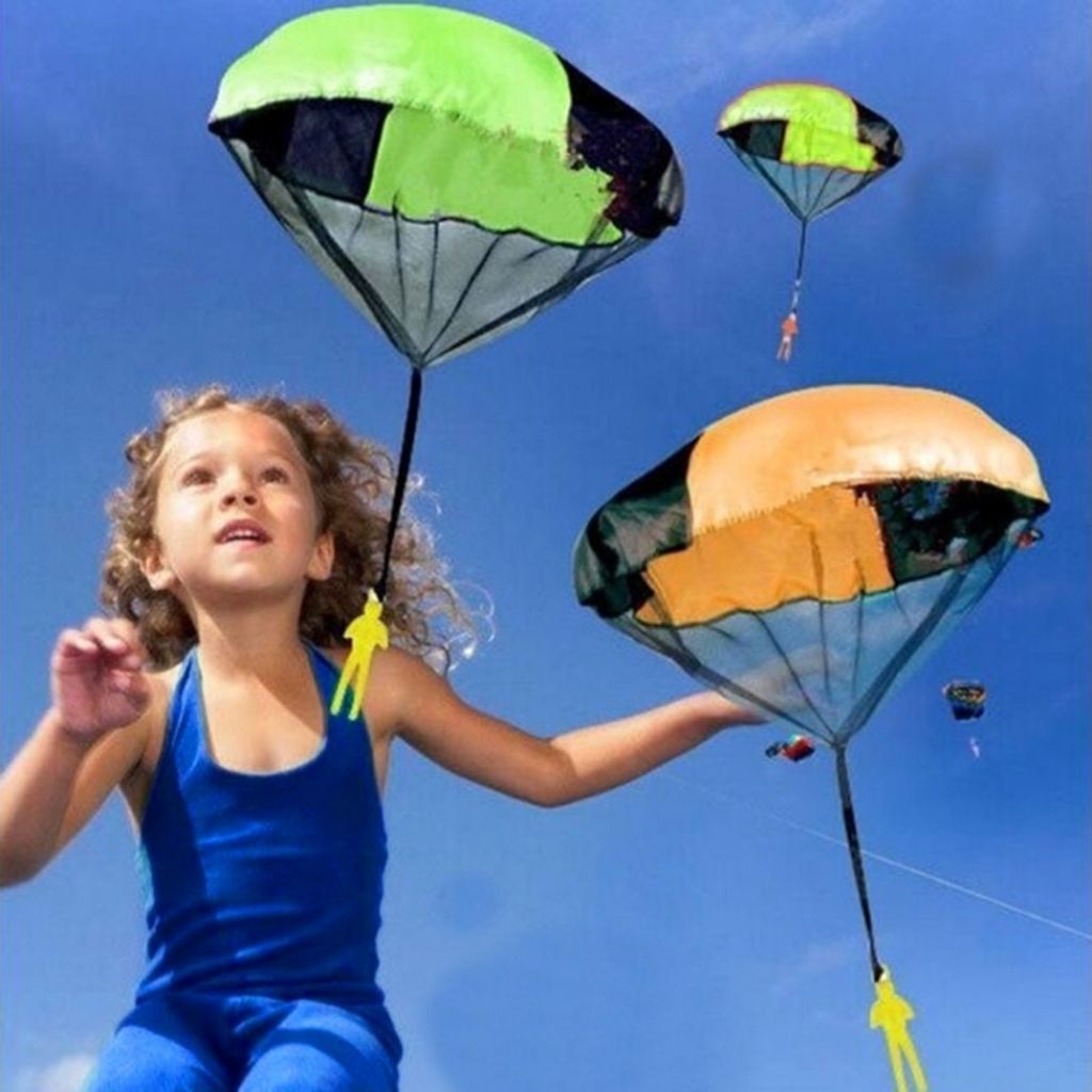 Handschwächung Mini Play Parachute Paratrooper Outdoor Spiele Kinder Bildungsspielzeug mit Figur Soldat für Kinder, Rand