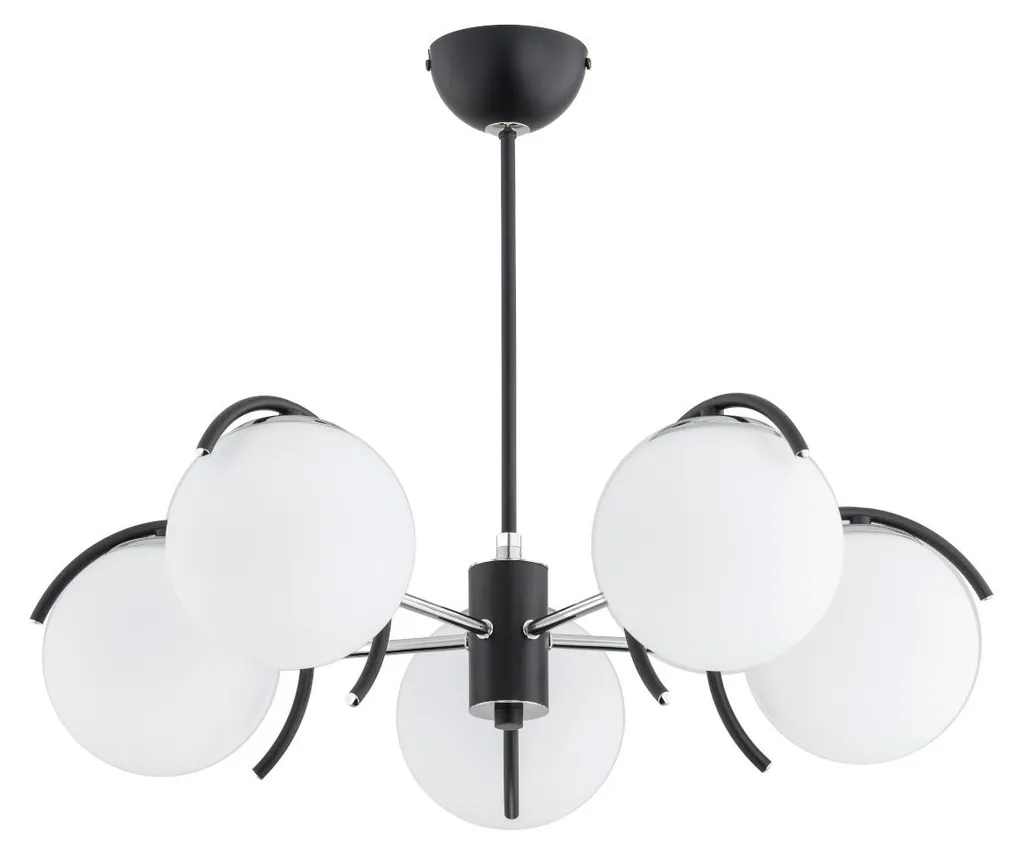 Suspension 5 Globes en Verre AVISTA Noir et Blanc Style Contemporain