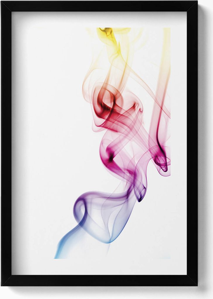 Bunte Rauchabstraktion– Wandbild mit Rahmen – Gerahmtes Bild – Wanddekoration – 40x60 cm – Schwarz