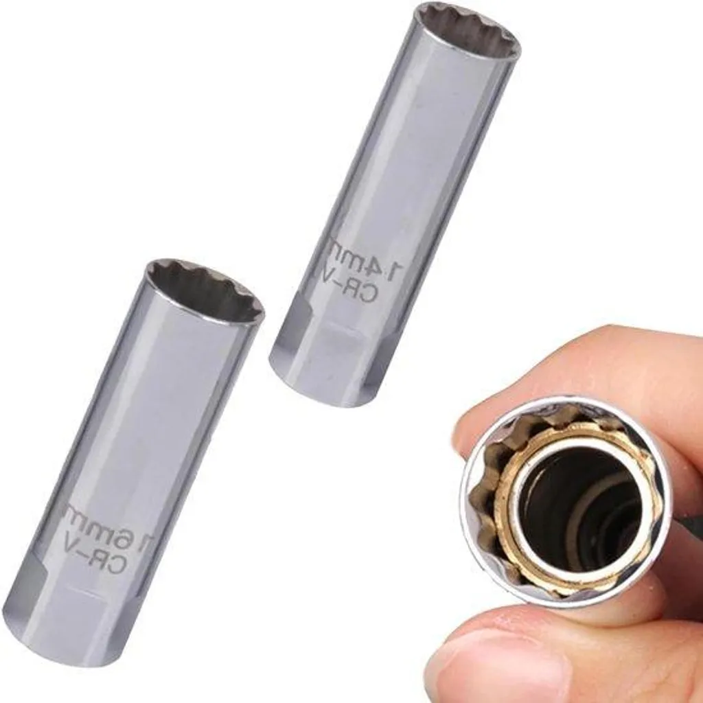 Lot de 2 douilles à bougies 12 pans 14 et 16 mm outil de démontage 3/8