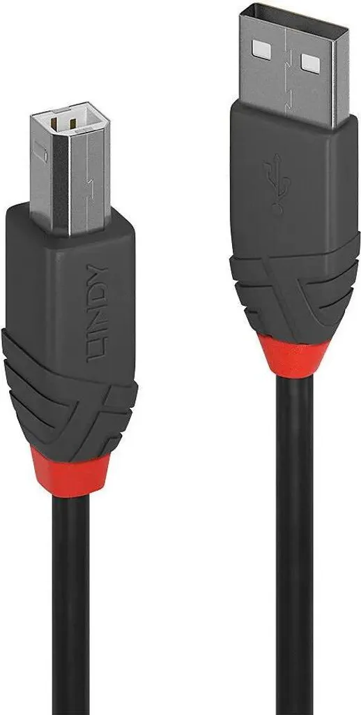 Lindy Anthra Line 36673 - Cavo USB 2.0 A-B 2m, Nero Antracite