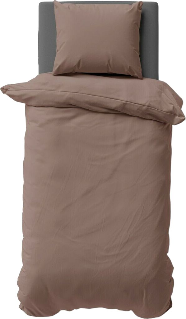 2 teilige Uni Bettwäsche 135x200 cm Mikrofaser Nougat Braun Bettbezug Garnitur Set