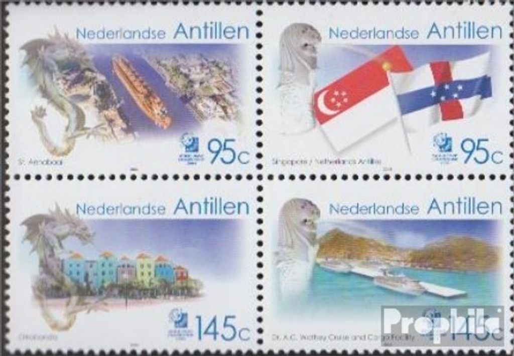 Briefmarken Niederländische Antillen 2004 Mi 1311-1314 Viererblock (kompl.Ausg.) postfrisch Briefmarkenausstellung
