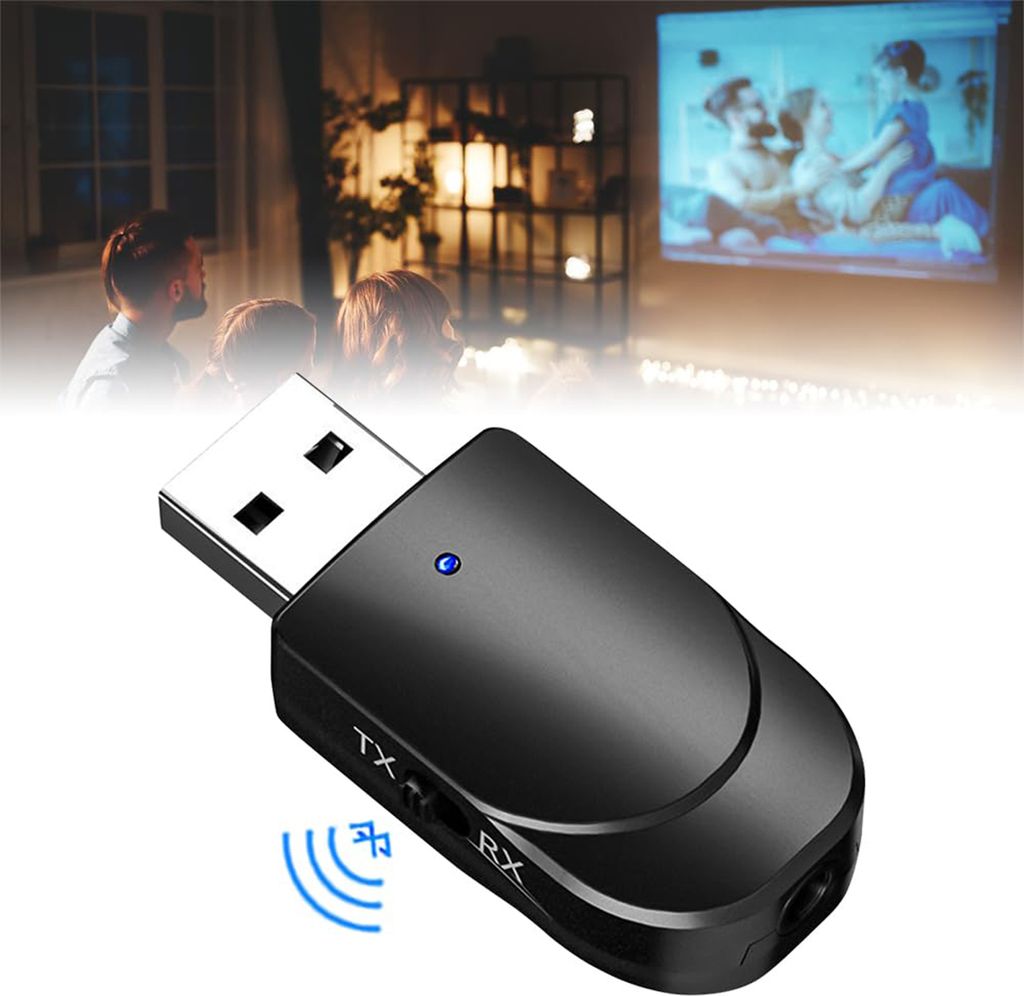 Bluetooth Sender Empfänger Audio BT 5.0 3,5mm Kabellos Adapter AUX Kabel 2in1 Wireless Transmitter Receiver PC TV Auto USB Kopfhörer HiFi