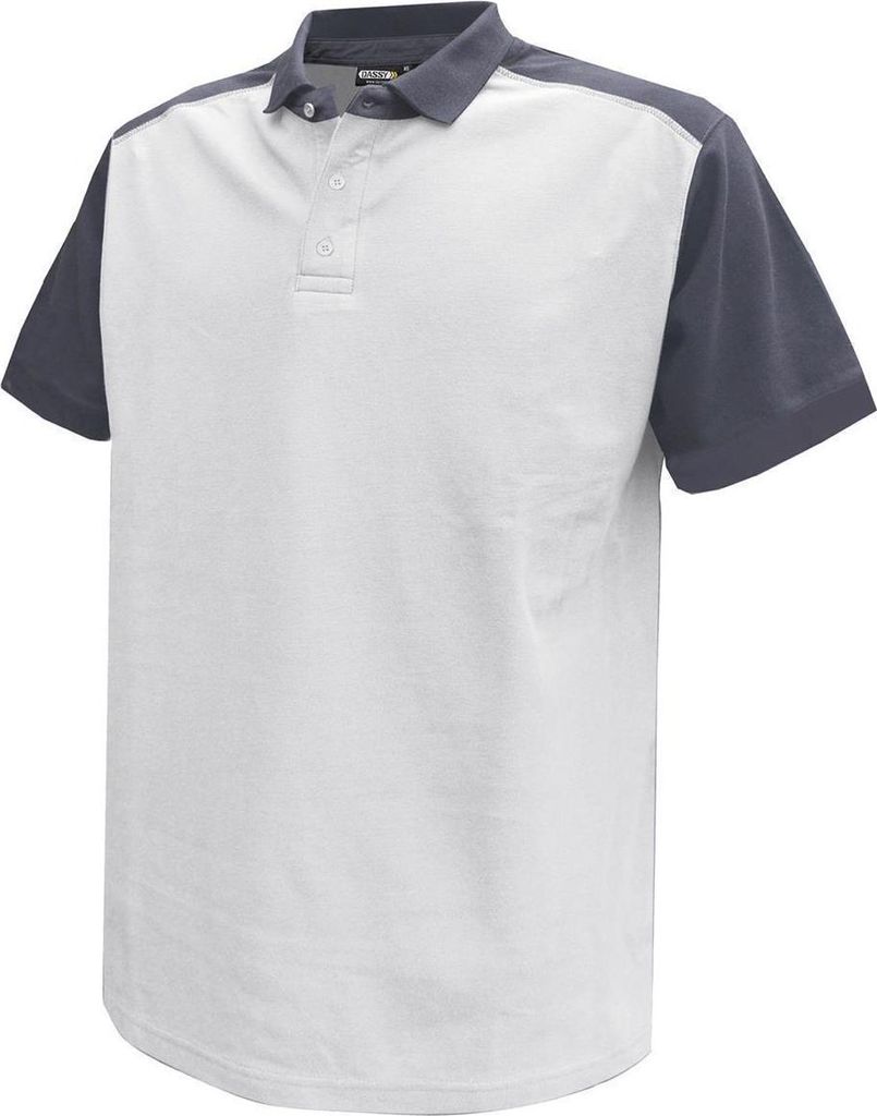 DASSY Cesar Zweifarbiges Poloshirt WEIß/ZEMENTGRAU Gr.S Länge: STANDARD