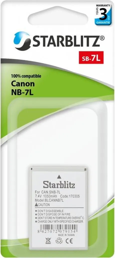 Batterie de Secours NB-7L STARBLITZ pour Voyage et Shooting Photo