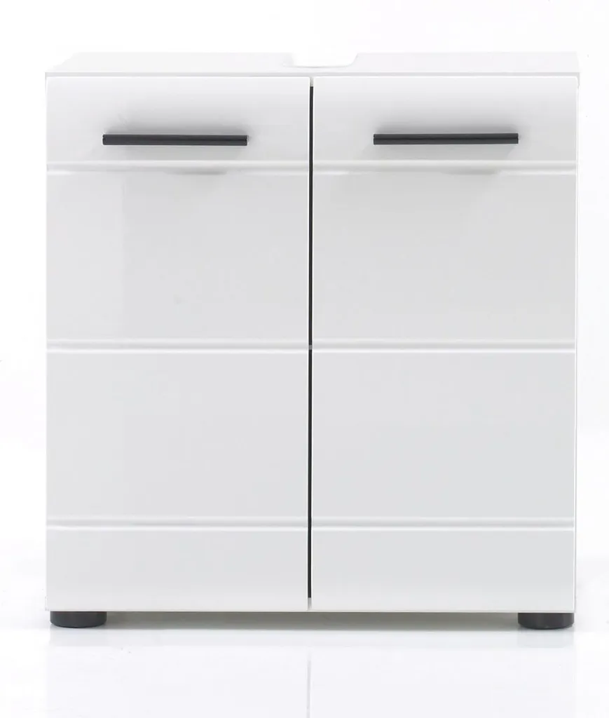 Meuble sous lavabo blanc laqué pour rangement salle de bain - 20
