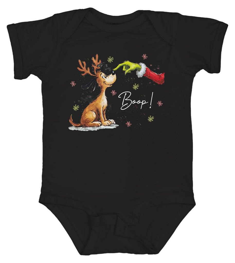 Boop Rentier Nase Grinch Hand Weihnachten lustig Geschenk Retro Unisex Baby Body, Schwarz, 12/18