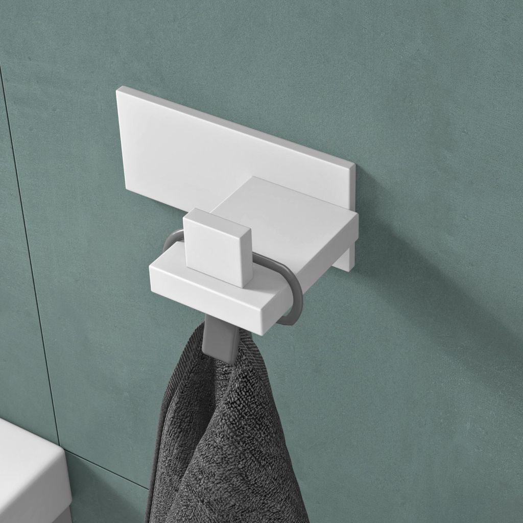 Mai & Mai Kleiderhaken 1 Stück Wandgarderobe Wandhaken aus Edelstahl Garderobenleiste Garderobenhaken 8cm Matt weiß Stalo-06