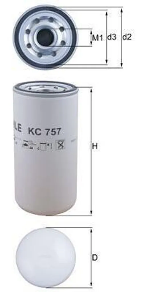 Filtre à gasoil MAHLE KC 757 vissable pour moteurs de VOLVO FH II