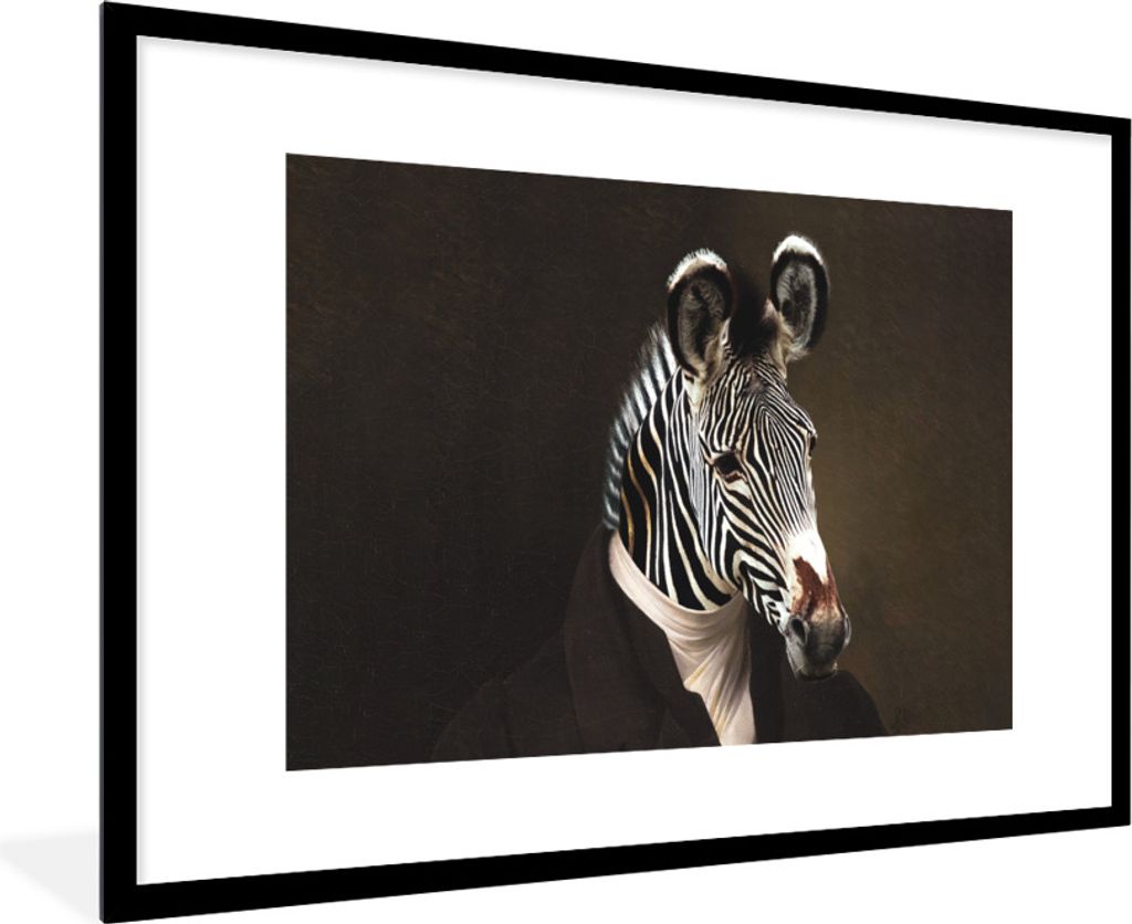 MuchoWow Gerahmtes Poster Alte Meister - Zebra - Kunst 90x60 cm - Poster mit Schwarzem Bilderrahmen Wandposter Rahmen Foto Bilder - Wanddekoratio...
