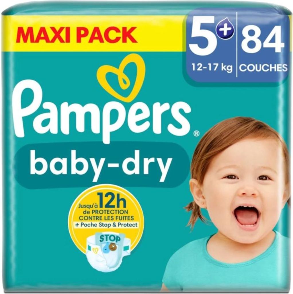 Pampers – Windeln – Baby-Dry Größe 5+ (12-17 kg) – 84 Windeln - 1 Stück