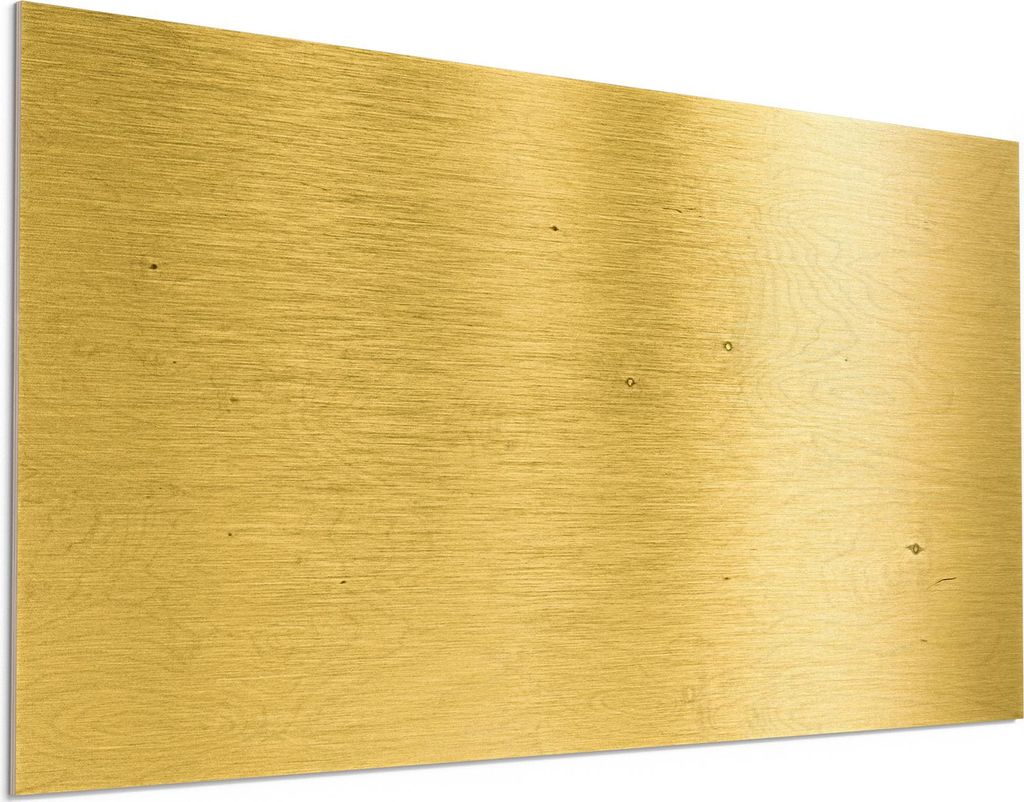 DEQORI Holzbild 100x50 cm 'Gebürstete Goldoberfläche' Bild auf Holz Wandbild Kunstdruck