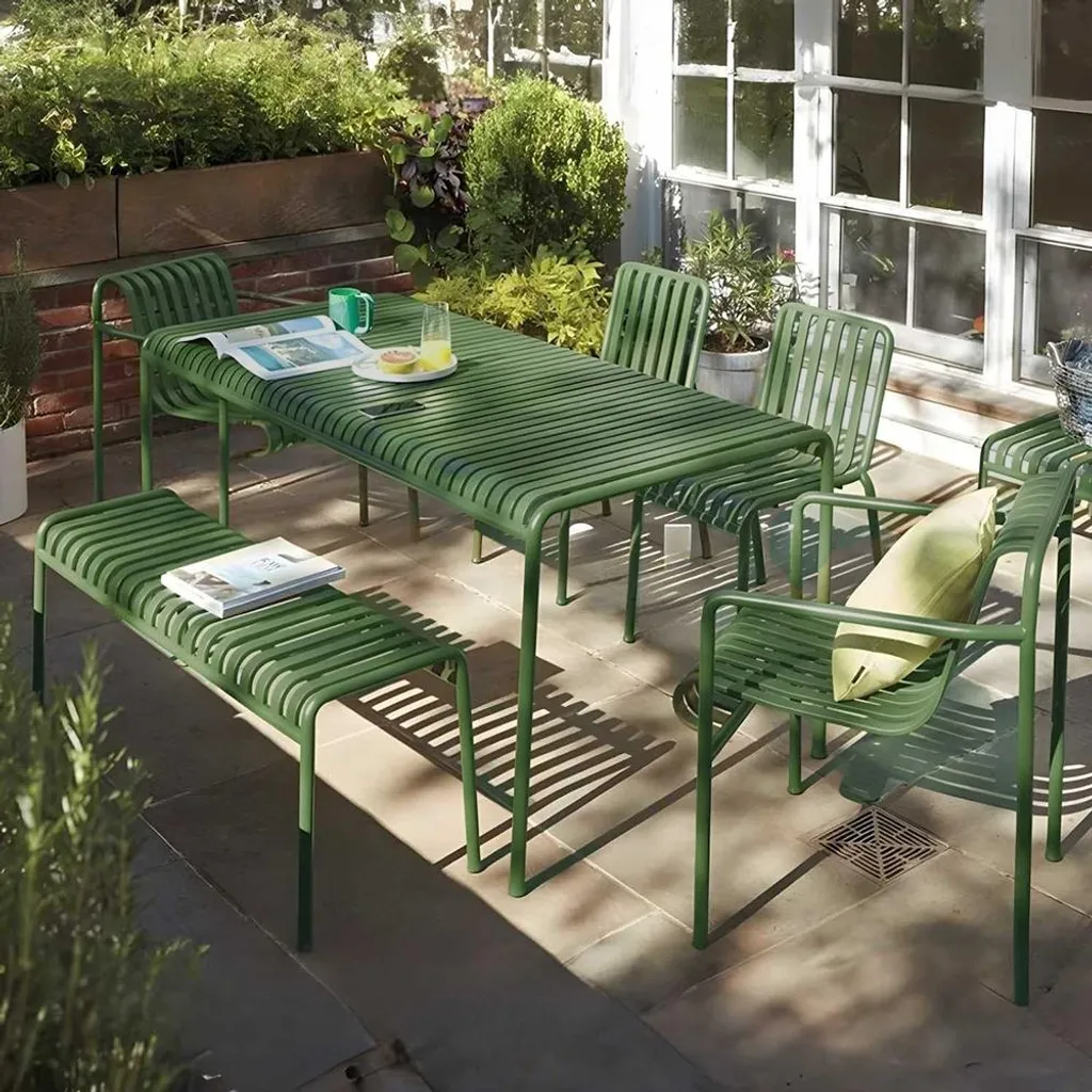 Chaise extérieure résistante aux intempéries - Fer forgé robuste 63cm vert - 5