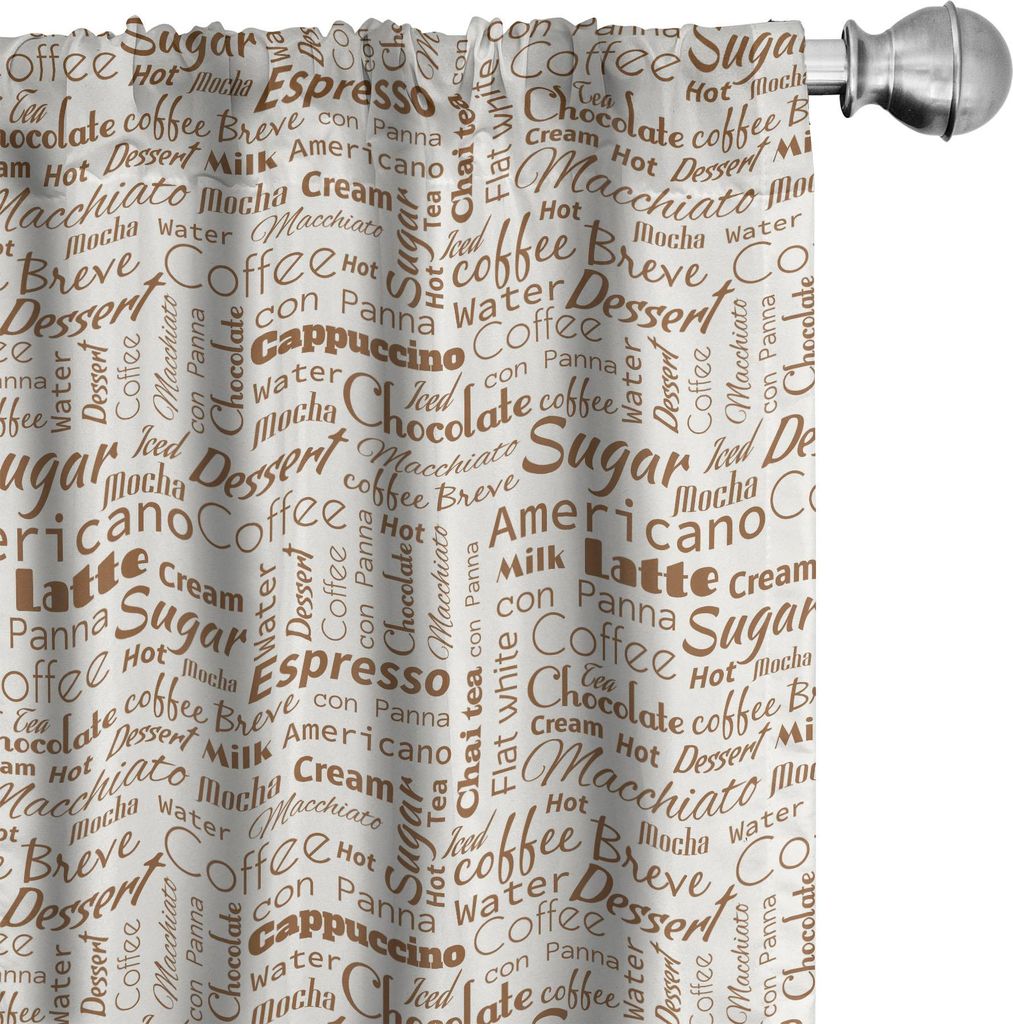 ABAKUHAUS Modern Vorhänge, Gardinen, Kaffee Themenorientierte Zitate Macchiato Mocha Americano Breve Dessert Künstlerische Grafik, 2 Stück 75 x ...