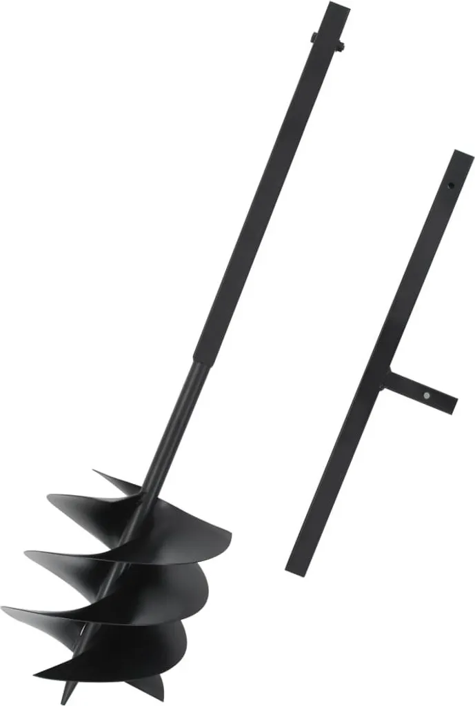 Tarière de jardin manuelle 250 mm en acier noir pour poteaux et trous