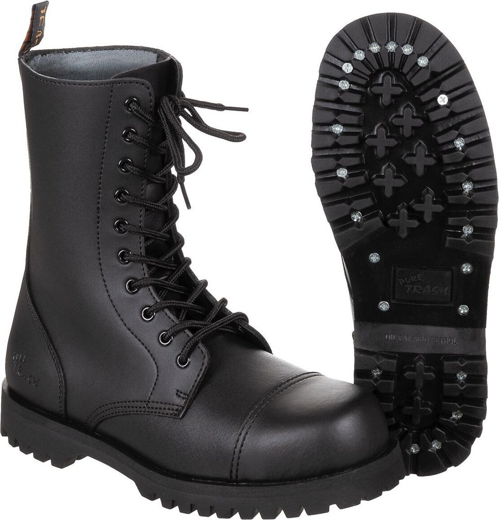 Springerstiefel schwarz oder Stahlkappenstiefel 10-Loch Pure Trash 8